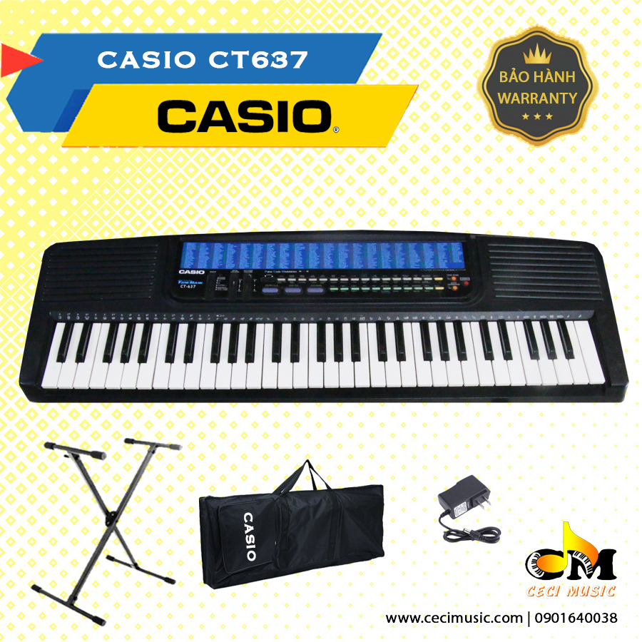 Đàn Organ Casio CT637 Like new 90%, 61 phím, tích hợp 2 loa, dành cho người mới chơi, trẻ em luyện ngón, tập làm quen