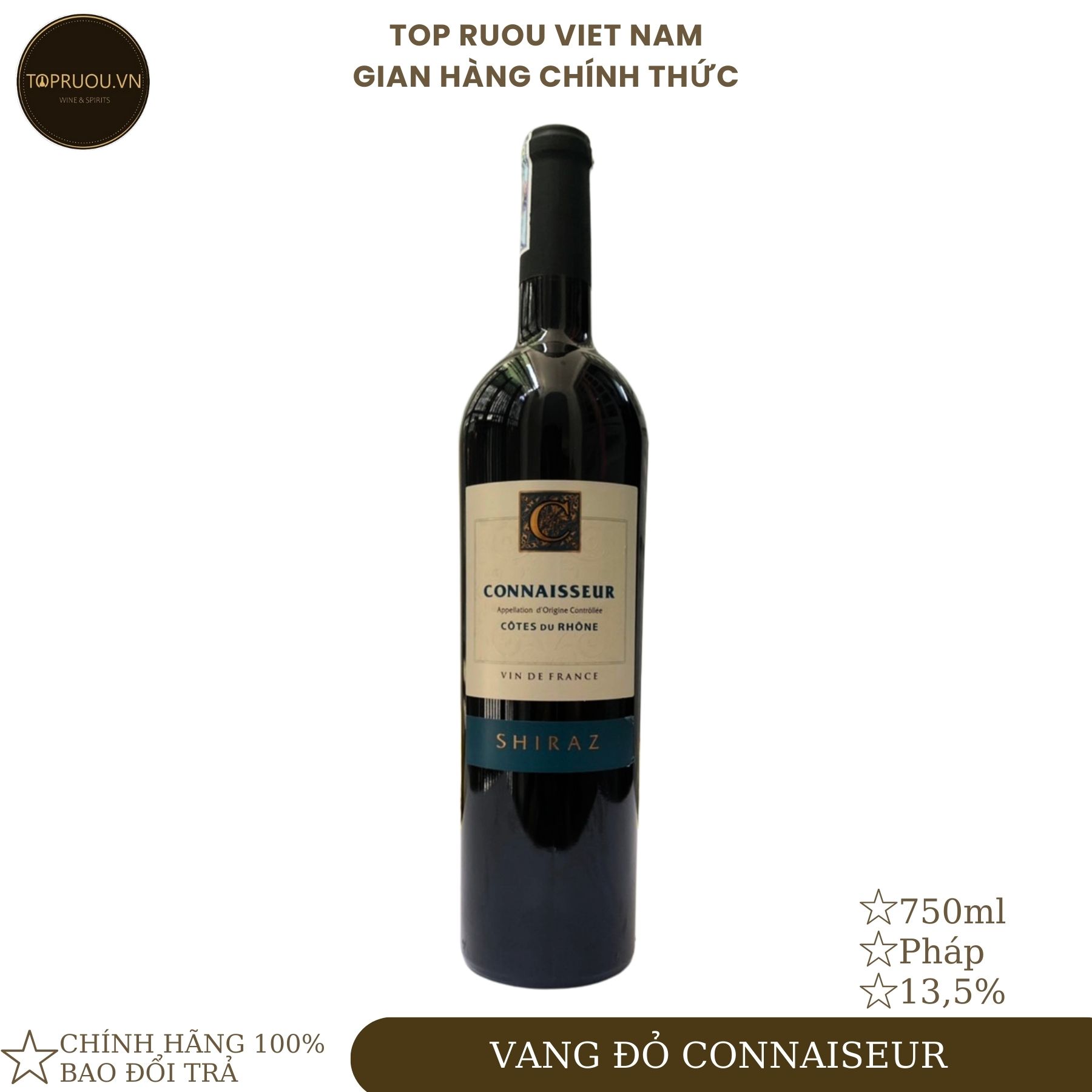 Rượu Vang Pháp Connaiseur 750ml 13% - hàng thật - giao nhanh