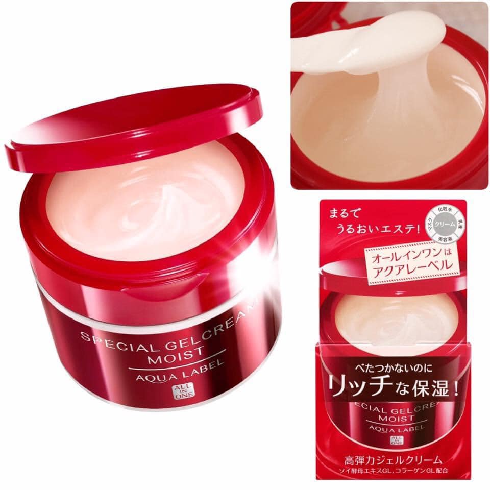 Kem dưỡng Shiseido Aqualabel Special Gel Cream màu đỏ 5 in 1 hộp 90g chuẩn Nhật nội địa chính hãng