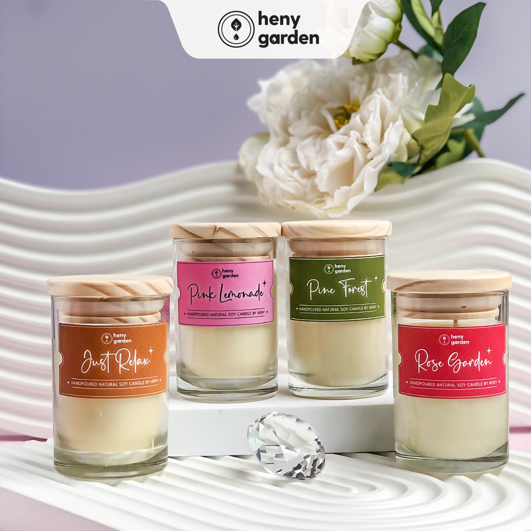   Mua 2 Tặng 1  Nến Thơm Thư Giãn Nắp Gỗ Healing Time Cho Phòng Vừa Và Nhỏ HENY GARDEN 