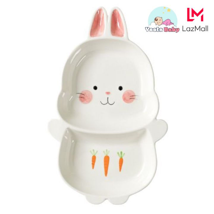 Bộ khay đĩa sứ cao cấp cho bé ăn dặm hình thú siêu kute, Bát sứ ăn dặm kiểu Nhật