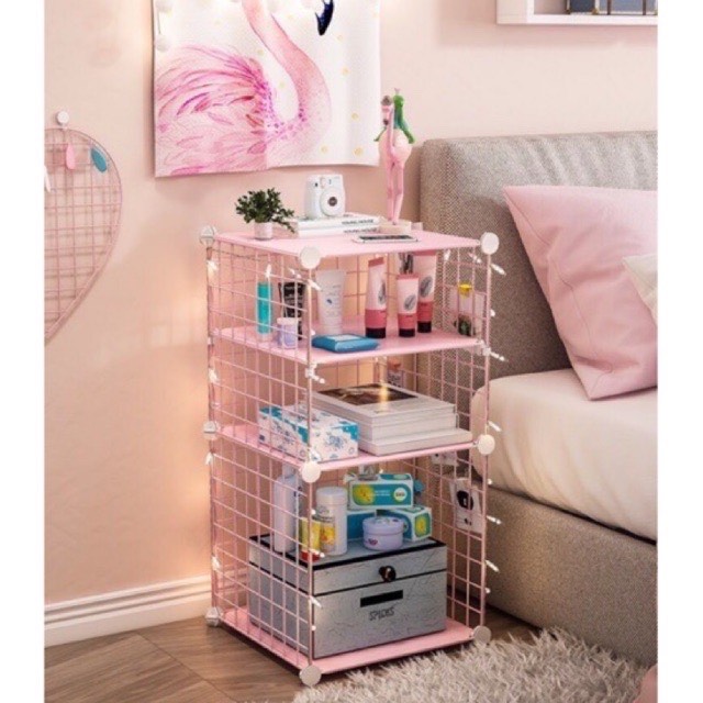 [HCM]Tủ 2 ô lưới đầu giường (1 ô ngăn tầng) sản bằng sắtđược phun sơn tĩnh điện đảm bảo chịu được nắng mưa dễ dàng tháo lắp di chuyển phù hợp với mọi gia đình