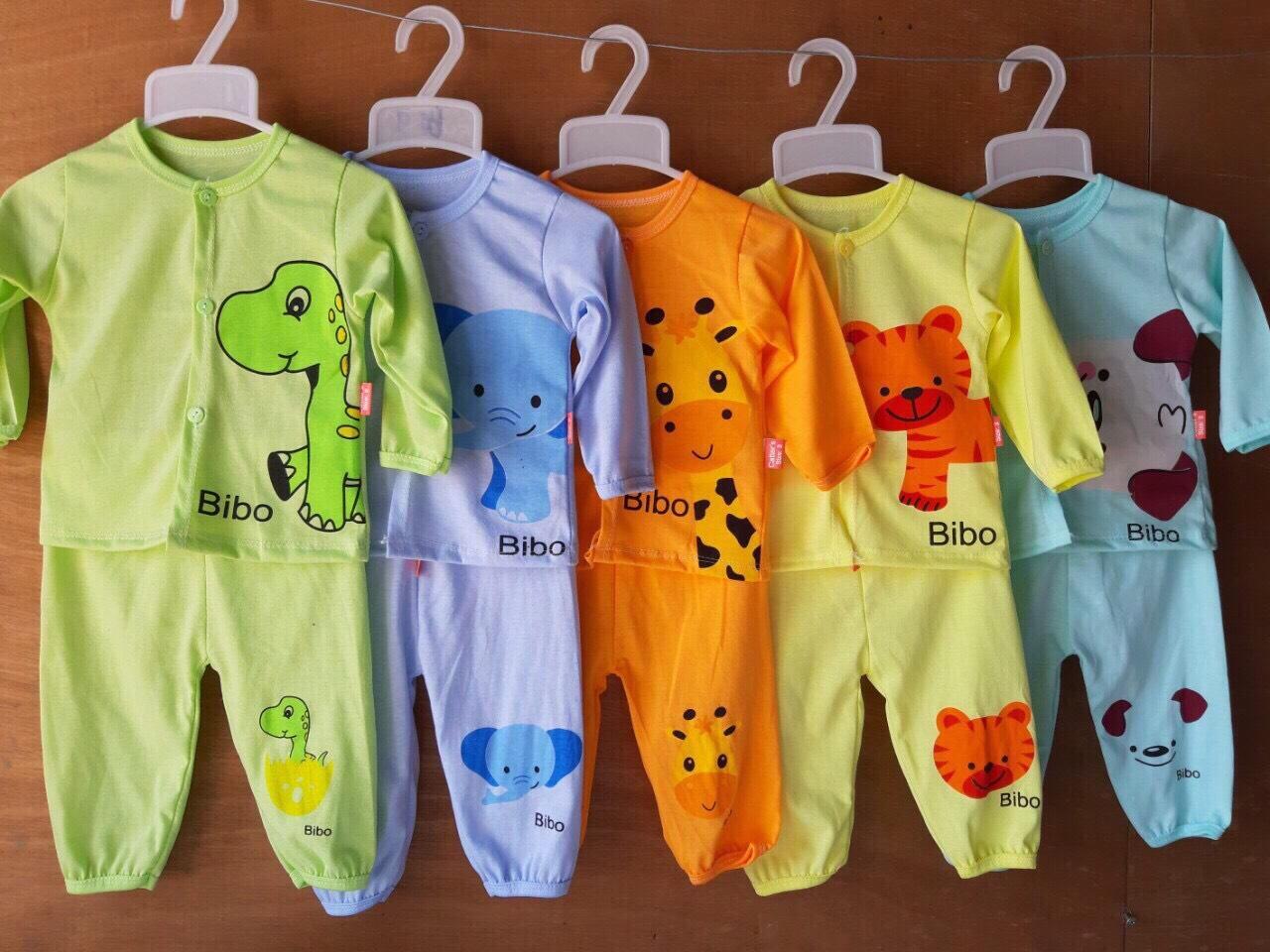5 bộ dài tay cài cúc giữa màu bé trai/bé gái 4-14kg
