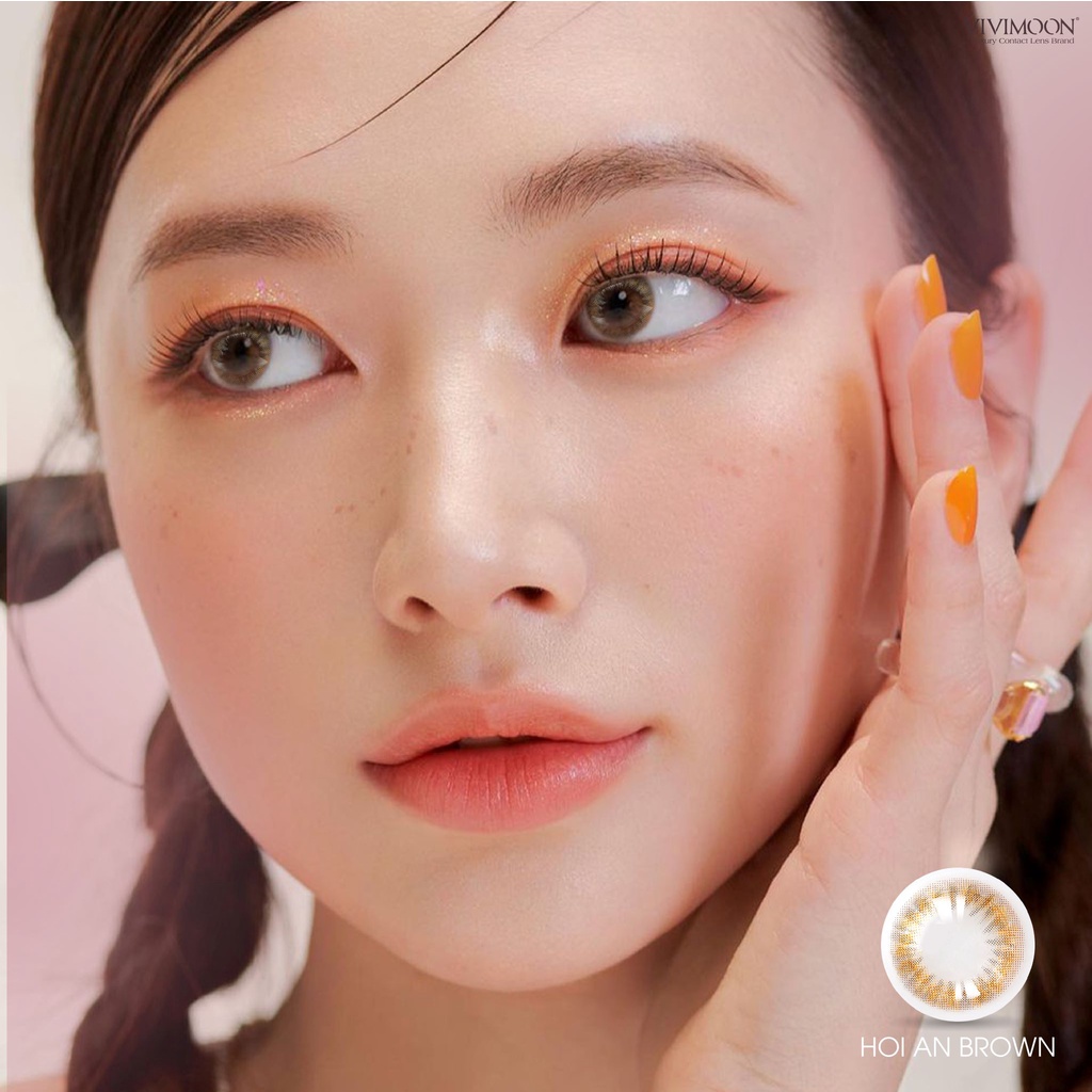 Lens cho mắt thở cận 6 tháng màu nâu Hoi An Brown kính áp tròng VIVIMOON
