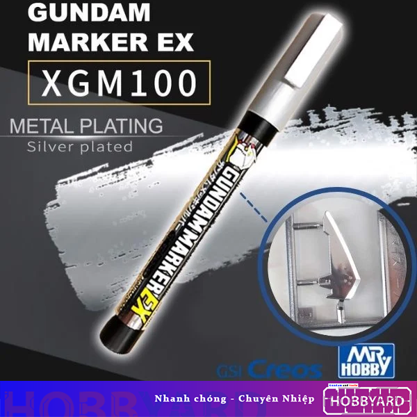 Bút sơn mô hình cao cấp Mr Hobby Gundam Marker XGM100 - Silver plated