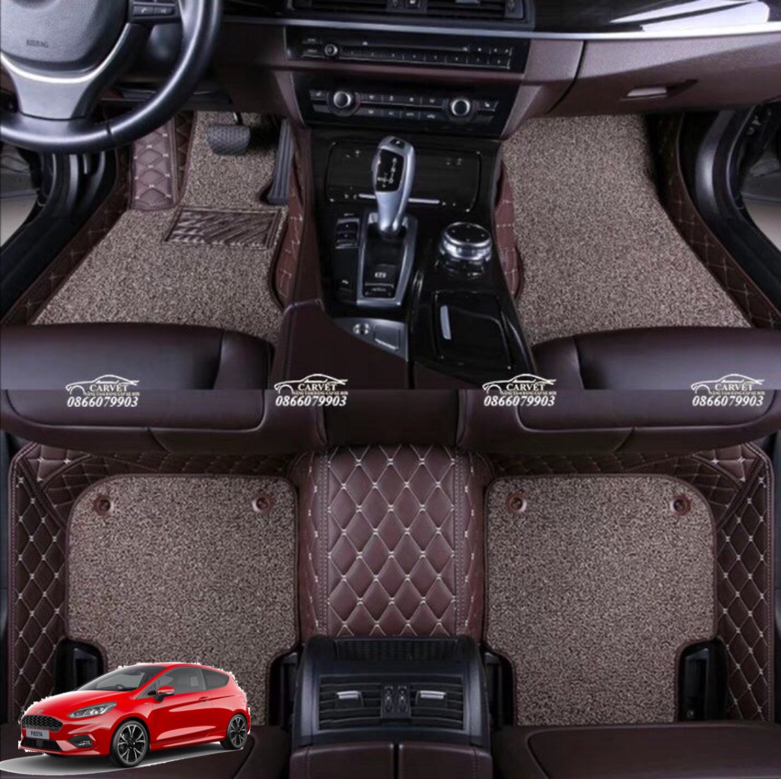 Thảm lót sàn 6D da PU cao cấp dành cho xe Ford Ranger, Ford Focus, Ford Ecosport Ford Fiesta