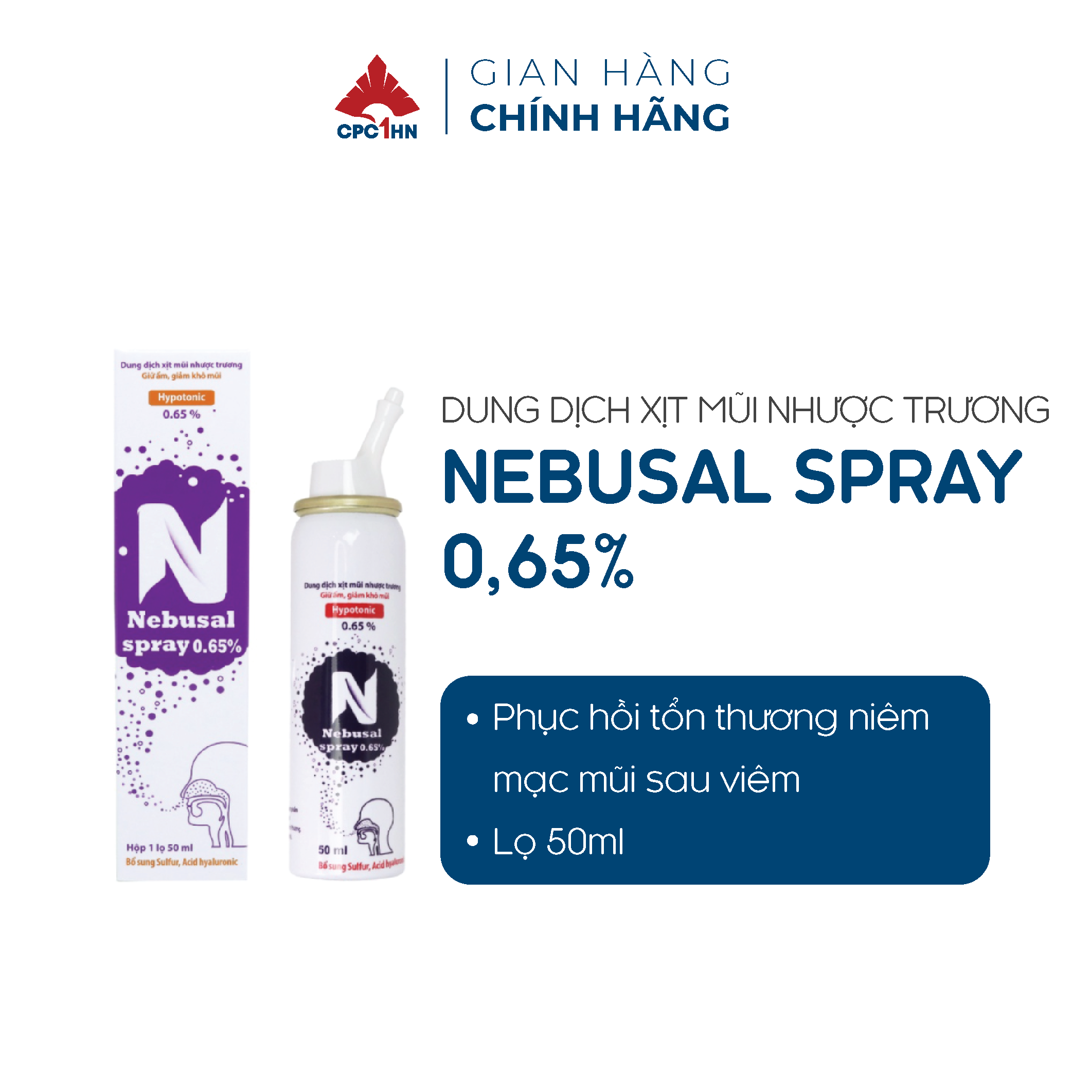 Dung dịch xịt mũi nhược trương Nebusal Spray 0.65% giảm khô mũi ngứa mũi