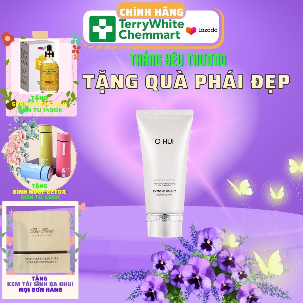 Sữa rửa mặt ohui trắng 160ml.