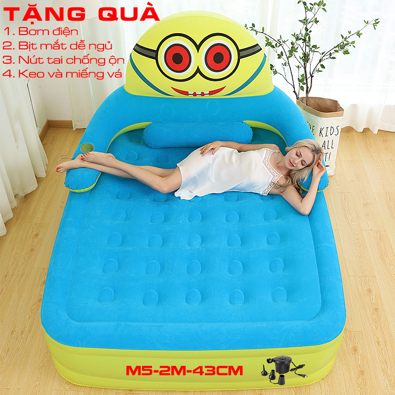 Nệm hơi 3 tầng  Giường hơi hình thú minion 2 người nằm Mẫu giường trẻ em Người lớn đều nằm được