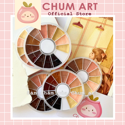 Chum art Pocket màu nước tone da người 12 màu maries mix gouache