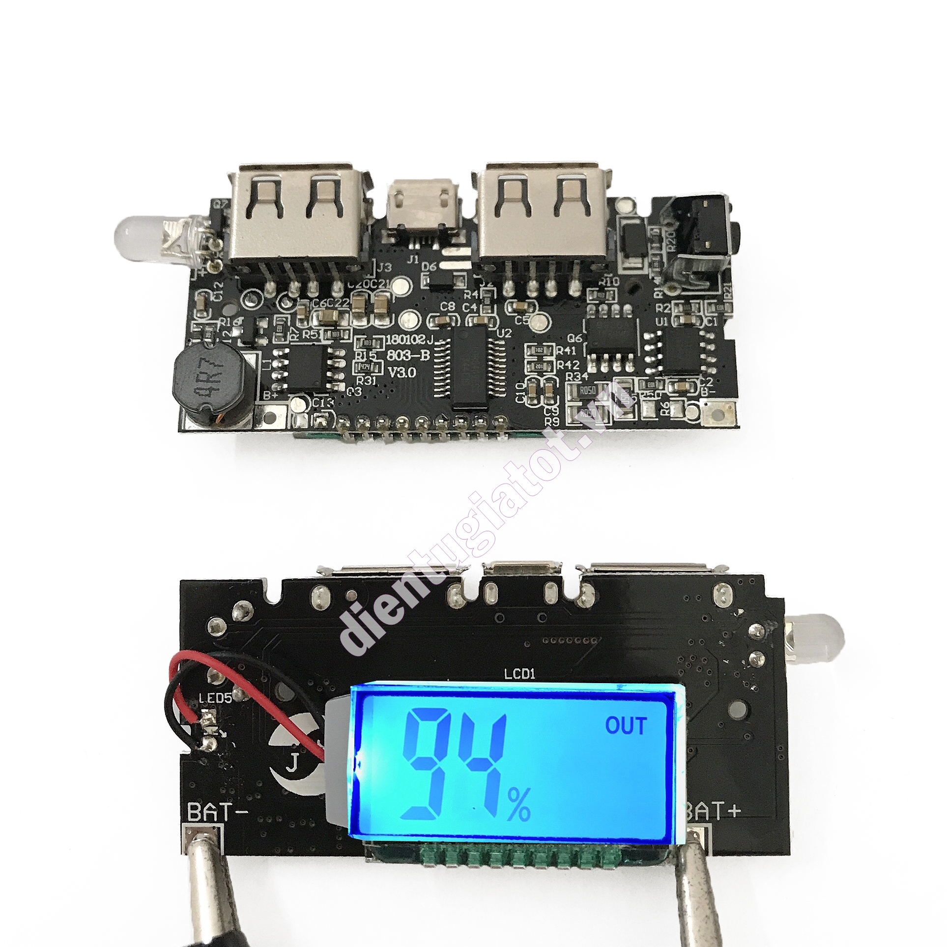 Mạch sạc dự phòng lcd 5v 2.1a