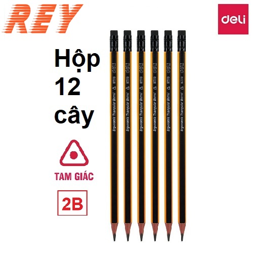 HỘP 12 cây bút chì 2B thân tam giác sản phẩm chính hãng DELI - 37013