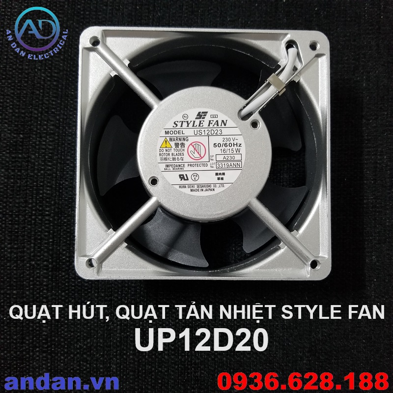 Quạt hút, quạt tản nhiệt Style Fan UP12D20 120*120*38mm (ĐH 15-20 NGÀY) (GIÁ THAM KHẢO, LH ĐỂ LẤY GIÁ THỰC TẾ)