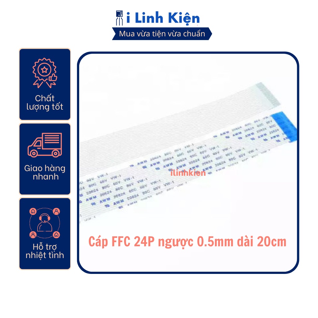 Cáp ffc 24p ngược 0.5mm dài 20cm loại 1