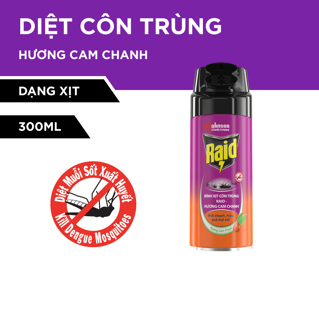 RAID Bình xịt côn trùng Hương Cam Chanh 300ML - DN