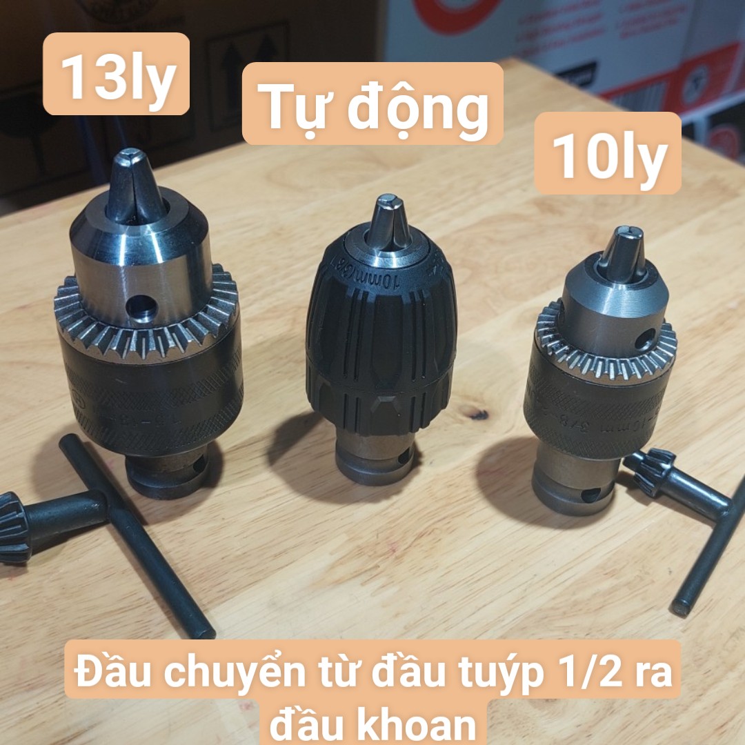 Đầu chuyển máy bulong sang máy khoan 10mm (10ly) hoặc 13mm (13ly) chắc chắn, an toàn khi sử dụng, đầu chuyển máy bulong dùng cho đầu tuýp 1/2 sang đầu khoan 13ly sắt hoặc 10ly tự động hoặc 10ly sắt, bền bỉ chắc chăn- CH Nam