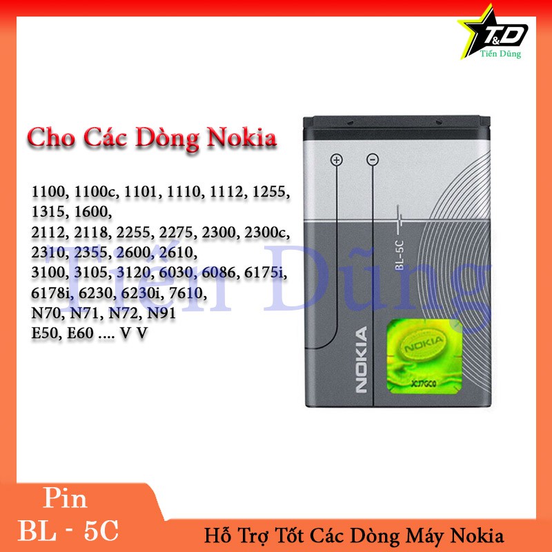 Pin Nokia BL 5C dành cho các dòng máy nokia - Pin sạc BL-5C nhỏ gọn không lo cháy nổ