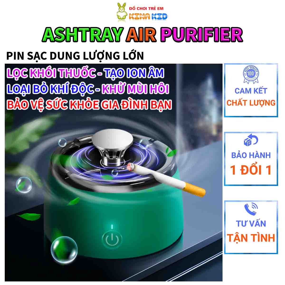 Gạt Tàn Thuốc Hút Khói Thông Minh Cao Cấp Ashtray Air Purifier J5, Lọc Khí Độc Hiệu Quả, Tạo Ion Âm Và Hương Thơm, Pin Sạc Tiện Lợi