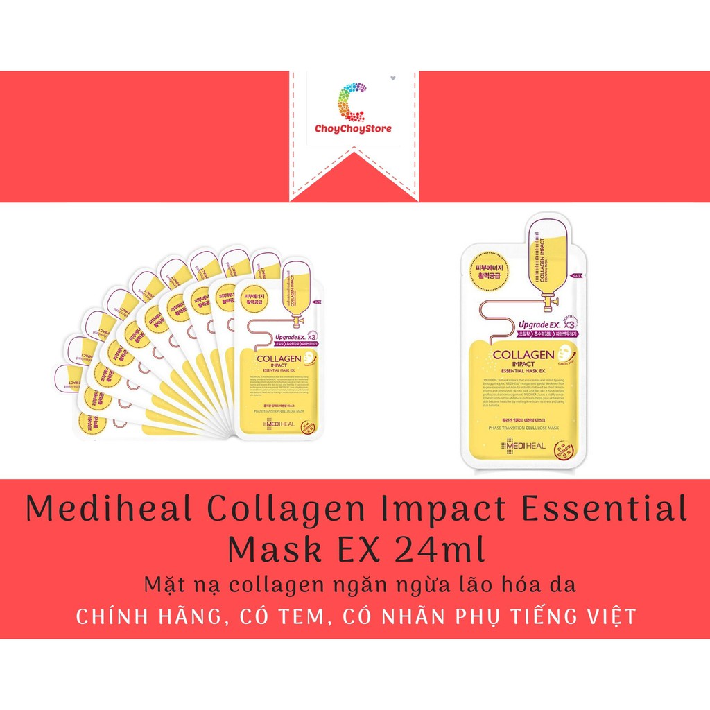 [TEM CTY] Mediheal Collagen Impact Essential Mask 24mL  - Mặt nạ collagen ngăn ngừa lão hóa da