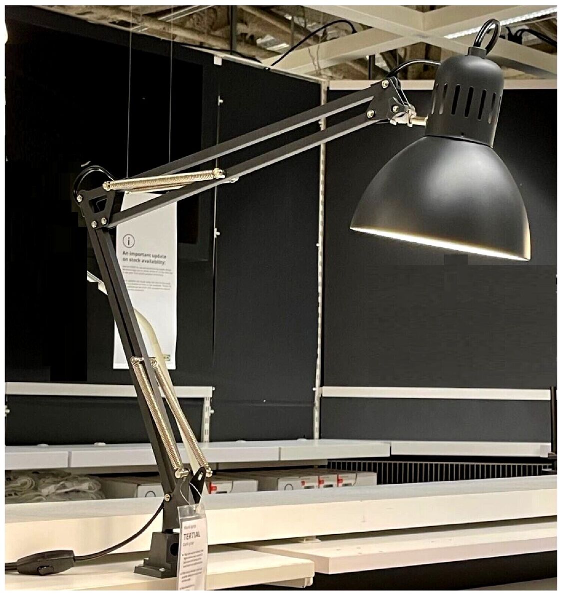 Đèn kẹp bàn tertial ikea - đen