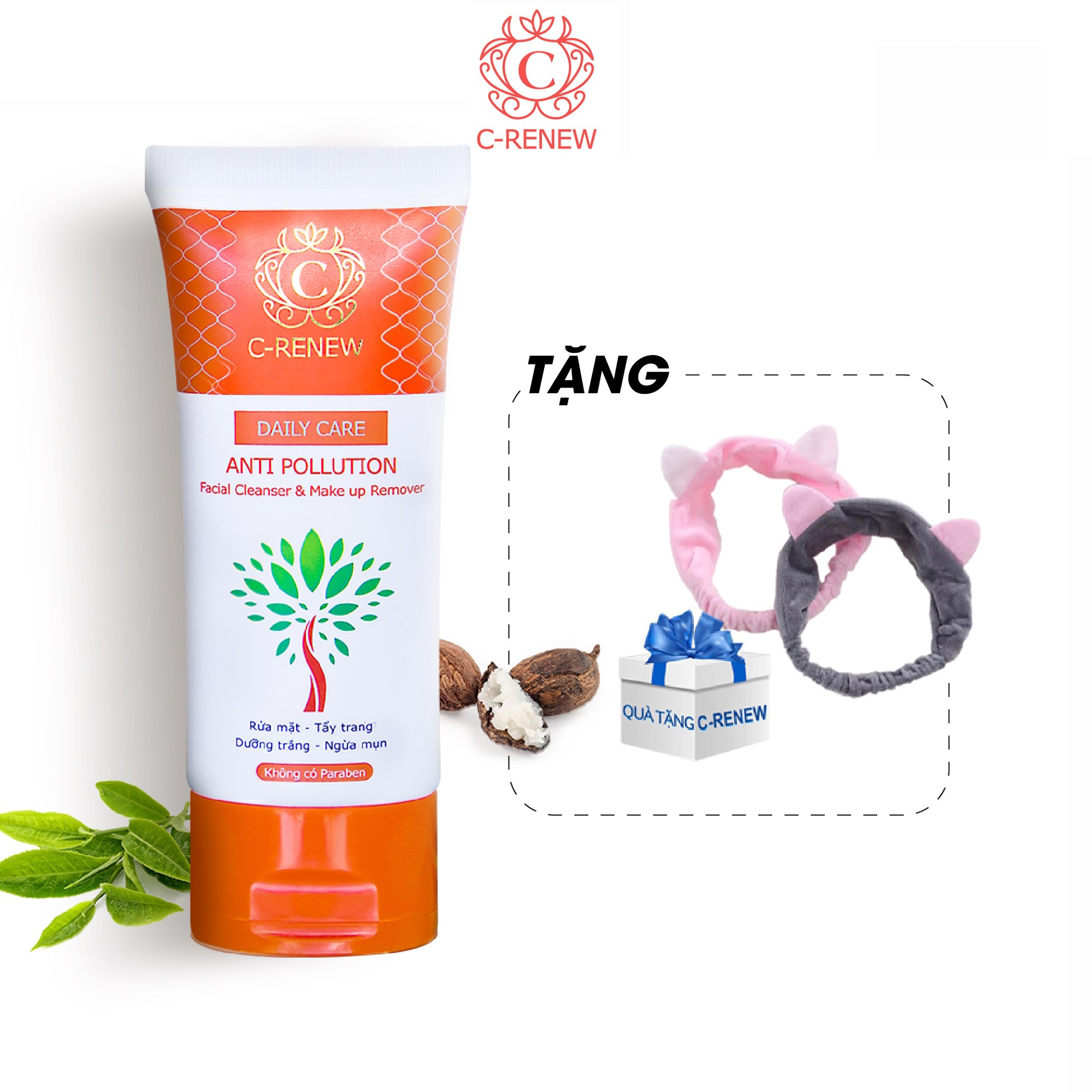 Sữa rửa mặt Dưỡng Trắng Ngừa mụn Chống ô nhiễm C-RENEW Anti Pollution dạng Gel dành cho da thường và da hỗn hợp [Tặng 1 Băng Đô Xinh Xắn]- tuýp 50g