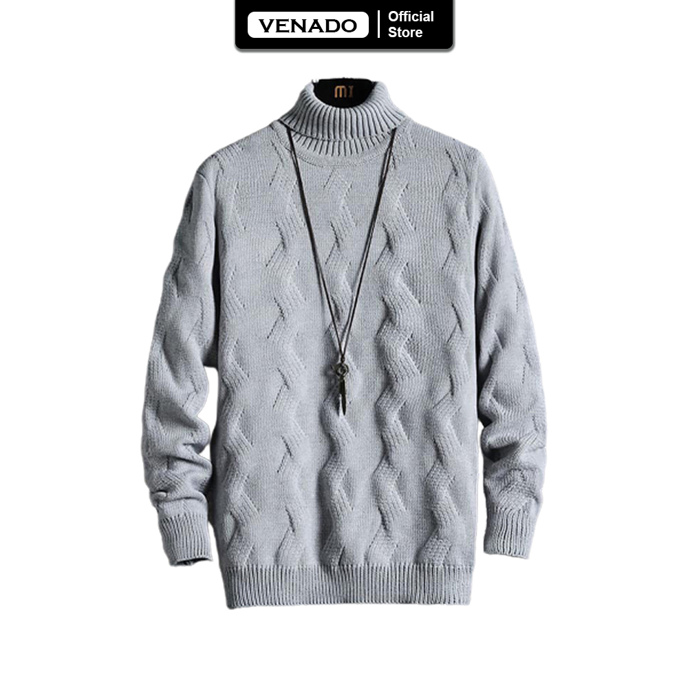 Áo len nam dài tay cổ lọ vân zig zag hàng dày đẹp cực ấm, dễ phối đồ AL11 Venado