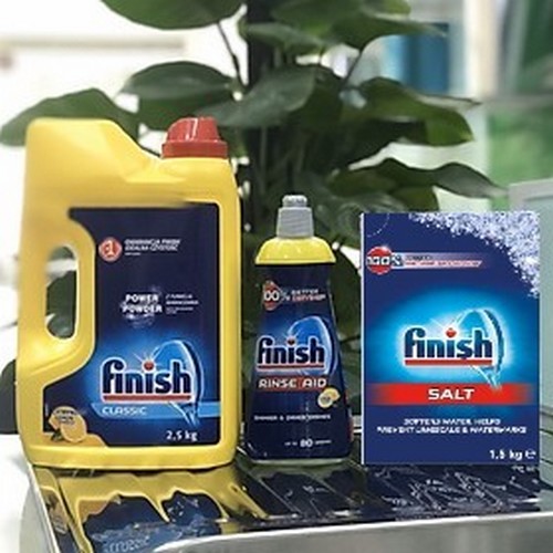 Combo: bột rửa bát finish 2.5kg + muối finish 1.2kg + nước làm bóng finish 400ml