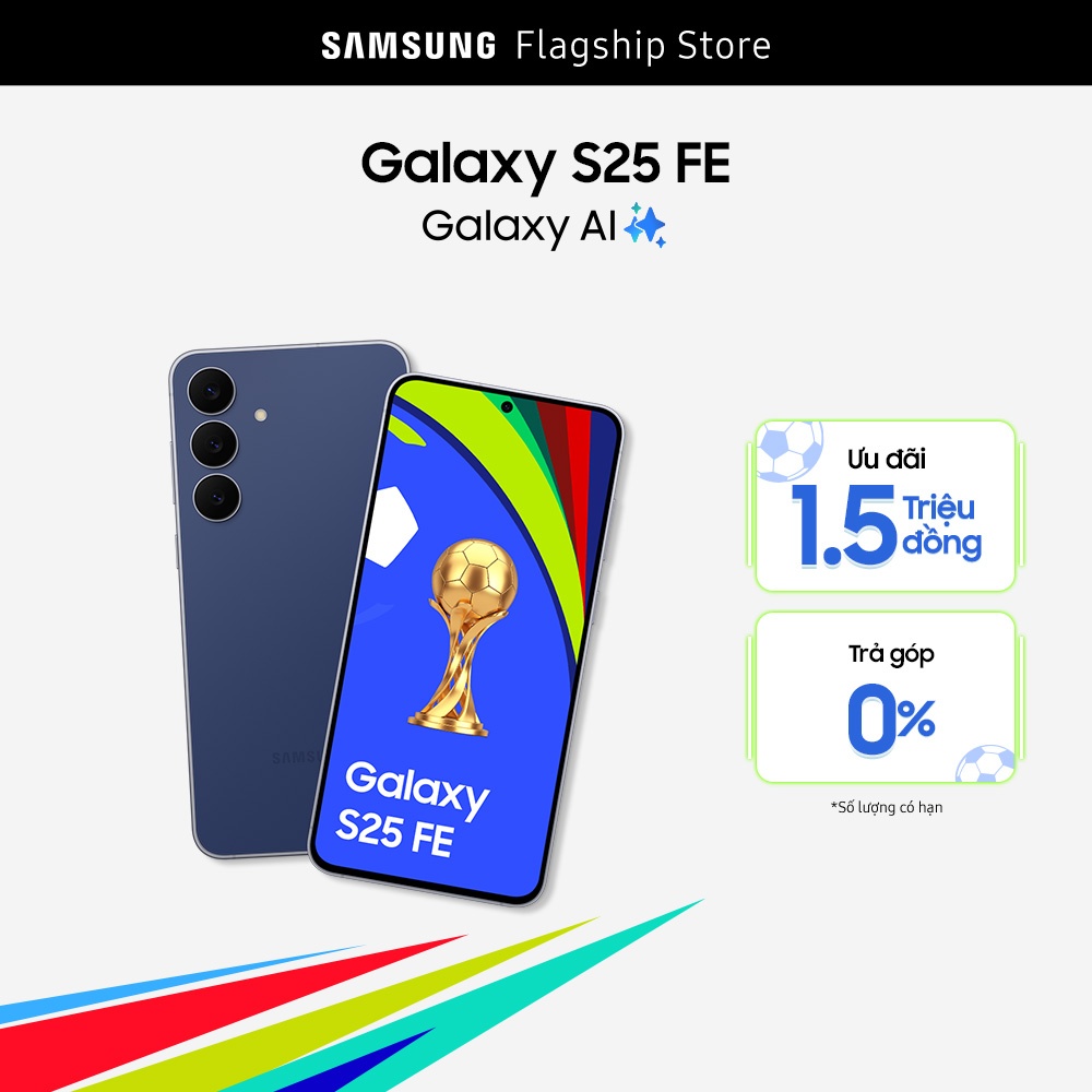 [SIÊU SALE GIỮA NĂM 20H 5-8.6] Điện Thoại Samsung Galaxy S25 FE (8/128GB), Concert Camera 50MP, Pin bền bỉ, Trợ thủ AI thông minh