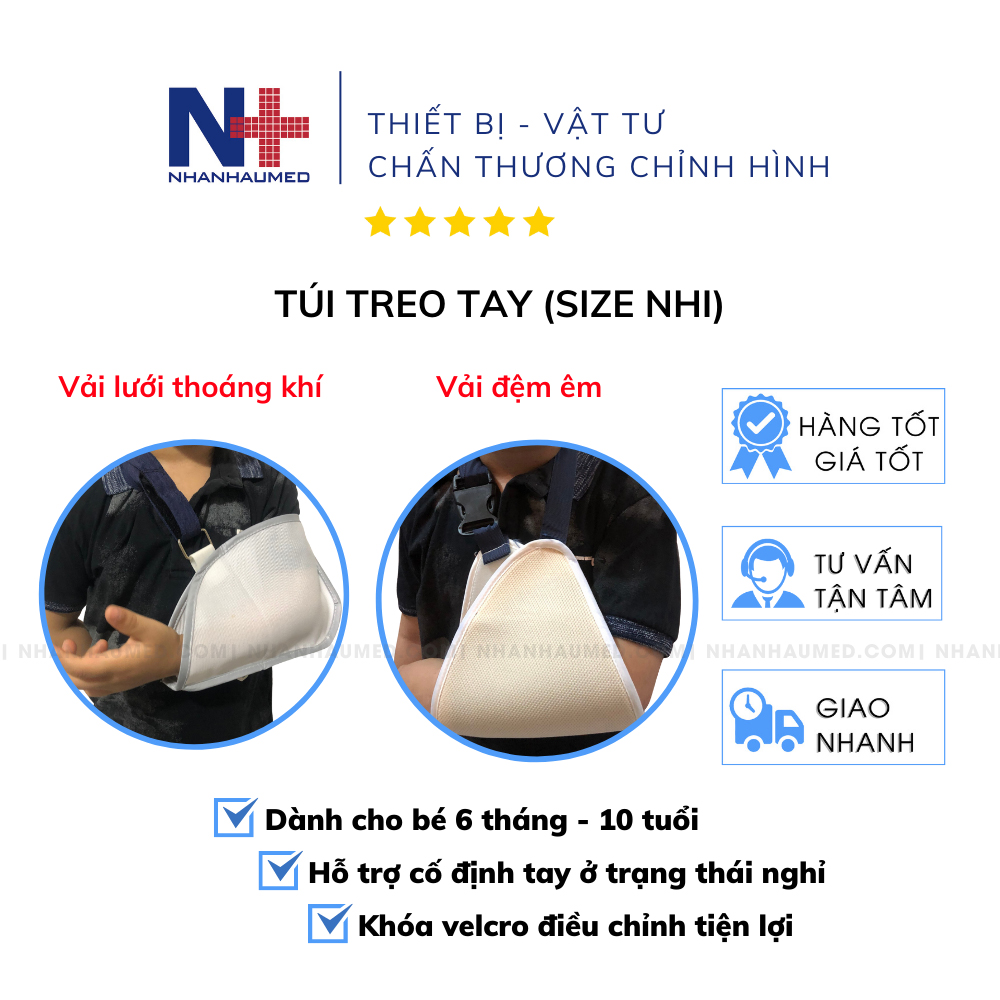 Đai Treo Tay Y Tế Trẻ Em Vải Đệm Êm Và Vải Lưới Thoáng Khí Size Nhỏ Cho Bé 3 - 12 Tuổi