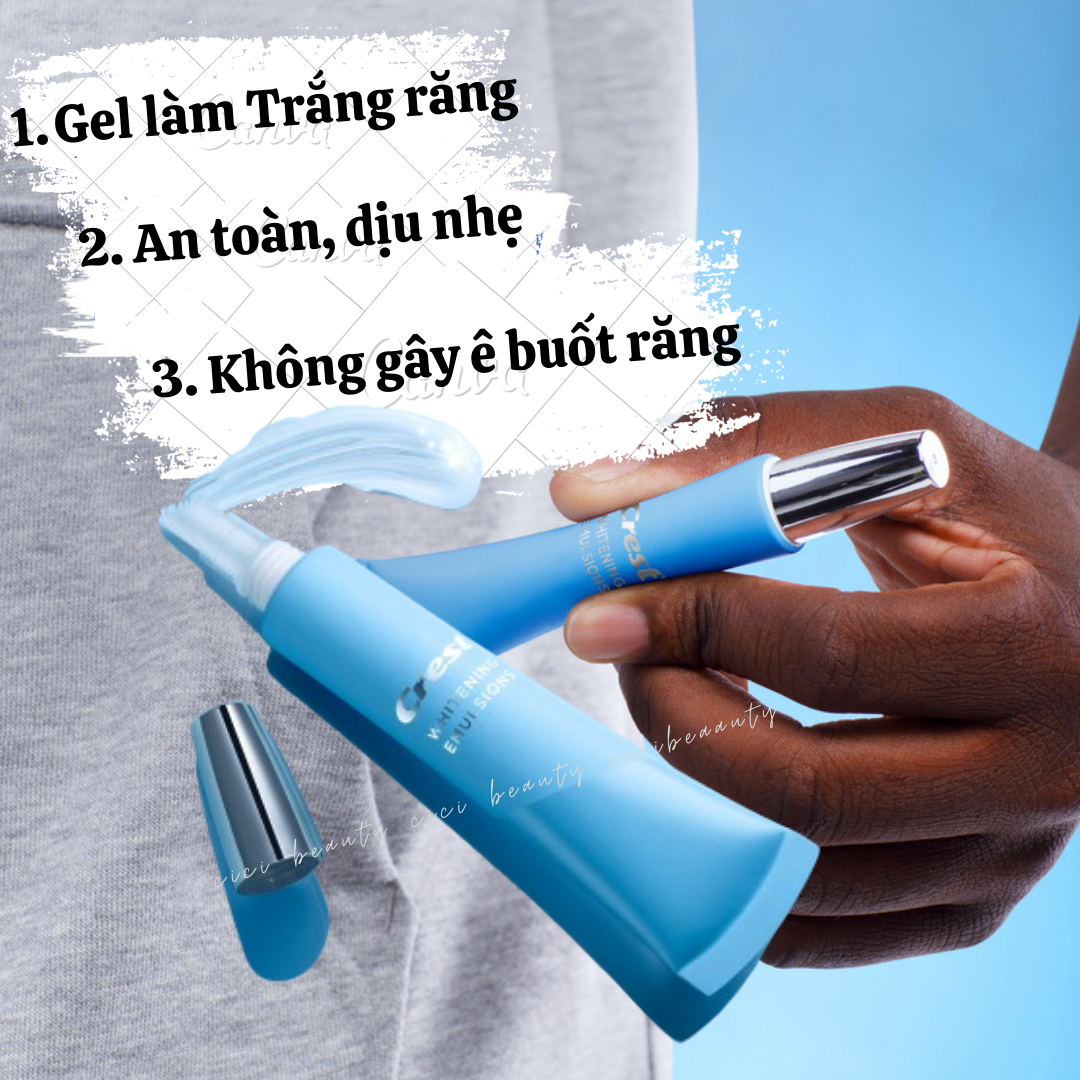 Gel tẩy trắng răng Crest Whitening Emulsion hàng Mỹ và Bút tẩy trắng răng Dazzling White Made in USA