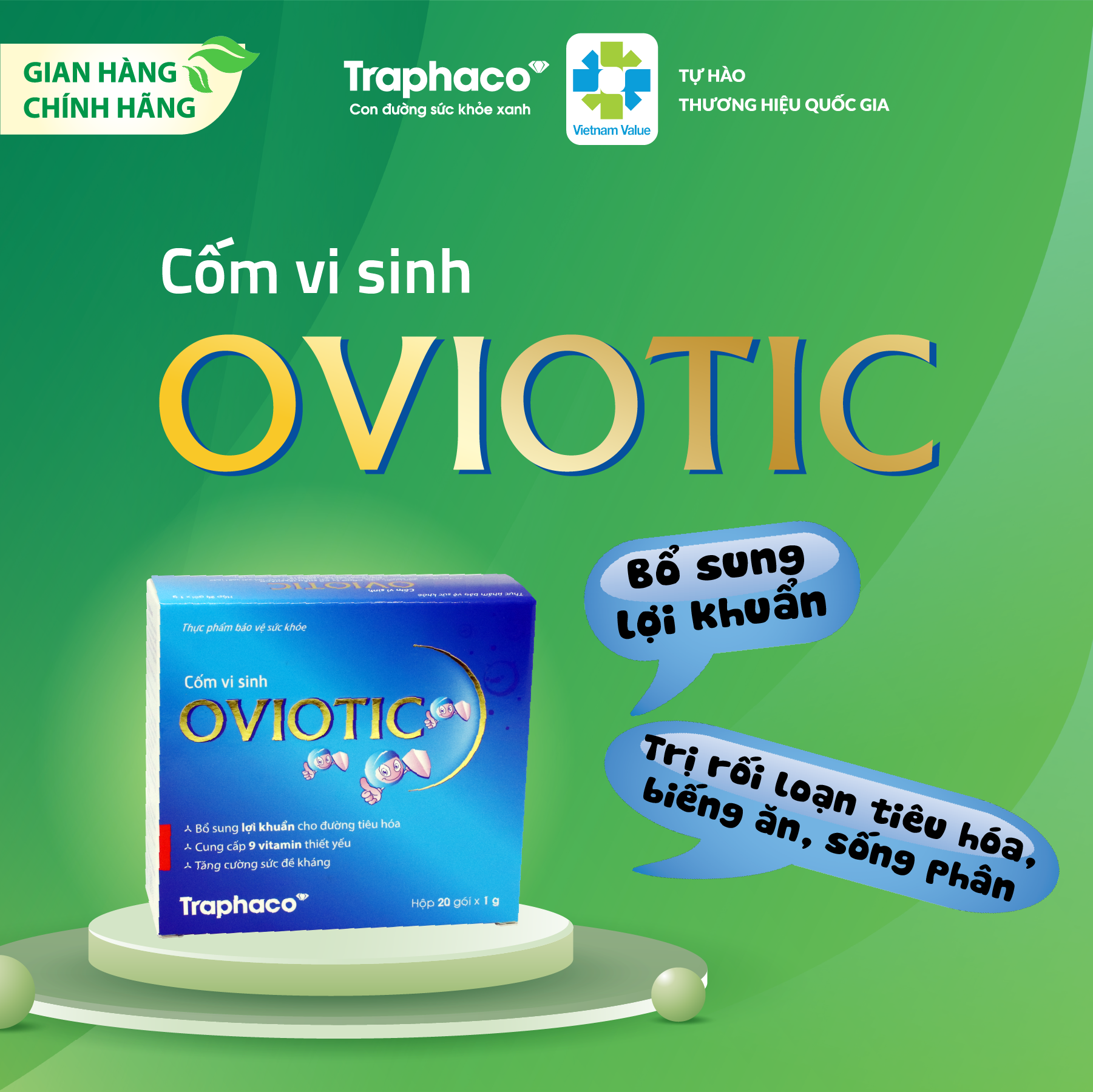 Oviotic - bổ sung lợi khuẩn, trị rối loạn tiêu hóa , biếng ăn, phân sống