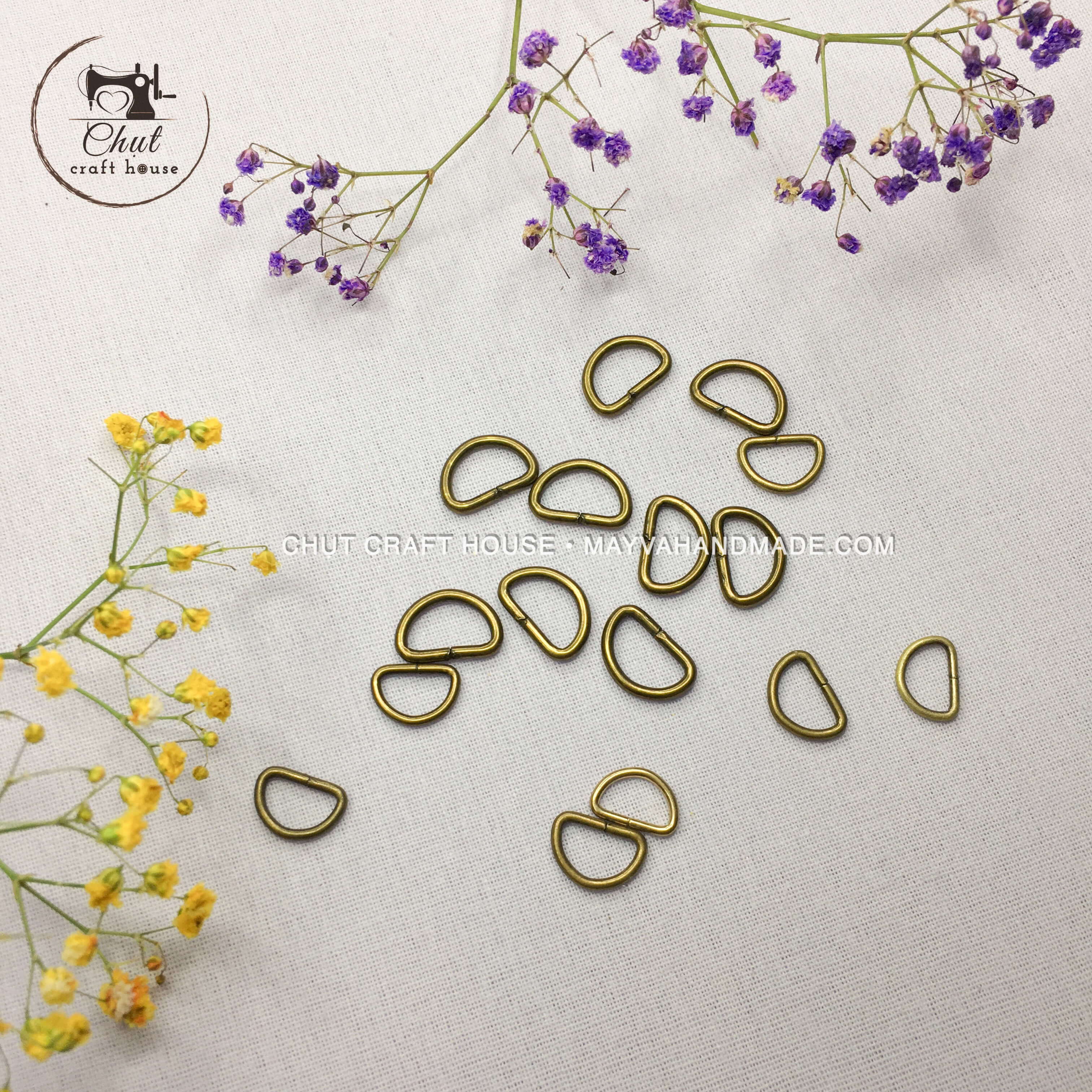 Set 10 chiếc | Khoen D size 1.2cm (bán nguyệt} phụ kiện làm túi