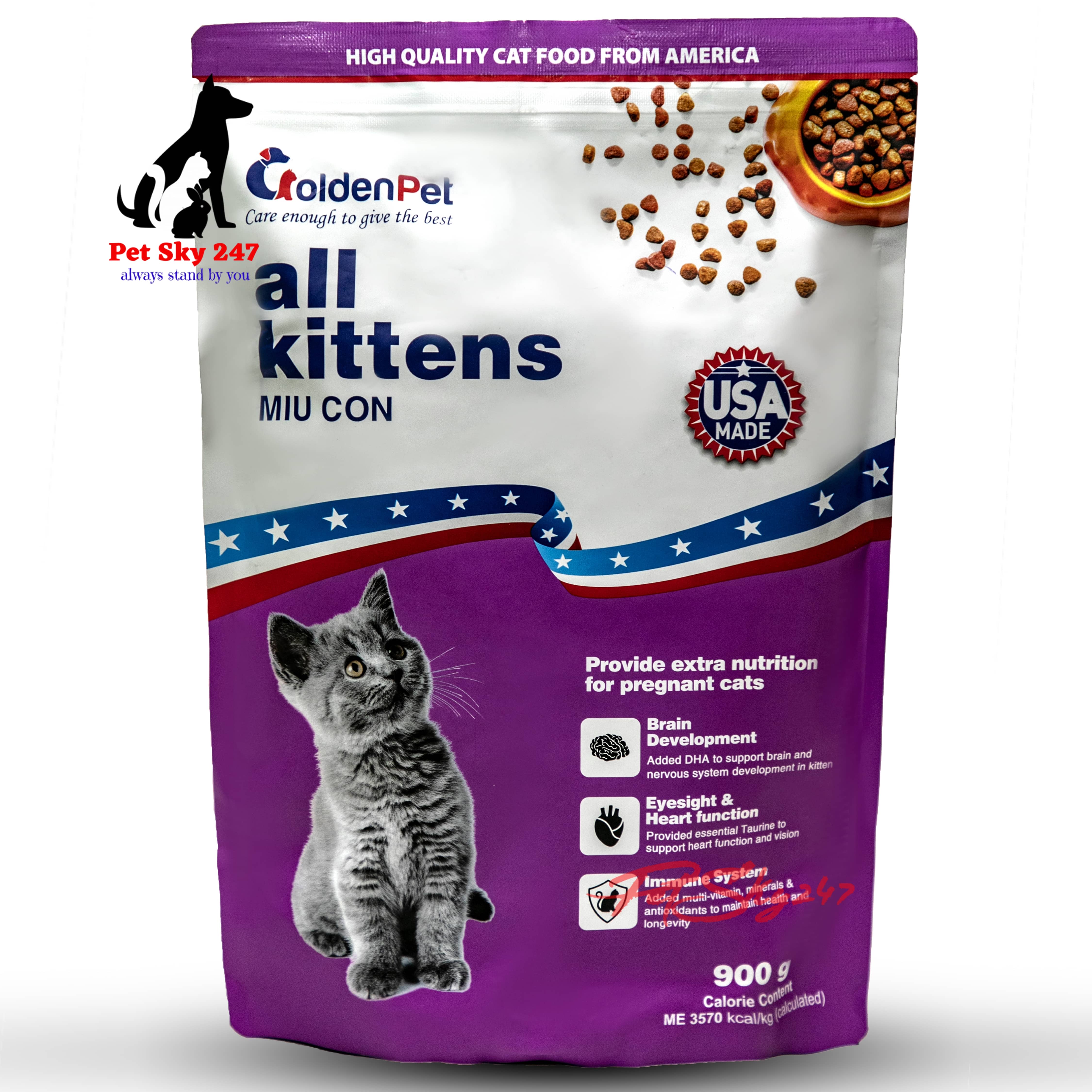 [HCM]Thức Ăn Hạt Golden Pet Cho Mèo Con Gói 900 Gram - USA