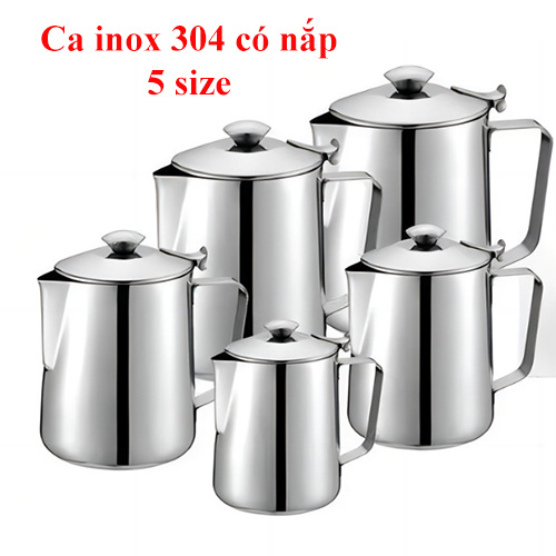 Ca inox 304 có nắp đựng nước trà - cafe- đánh sữa