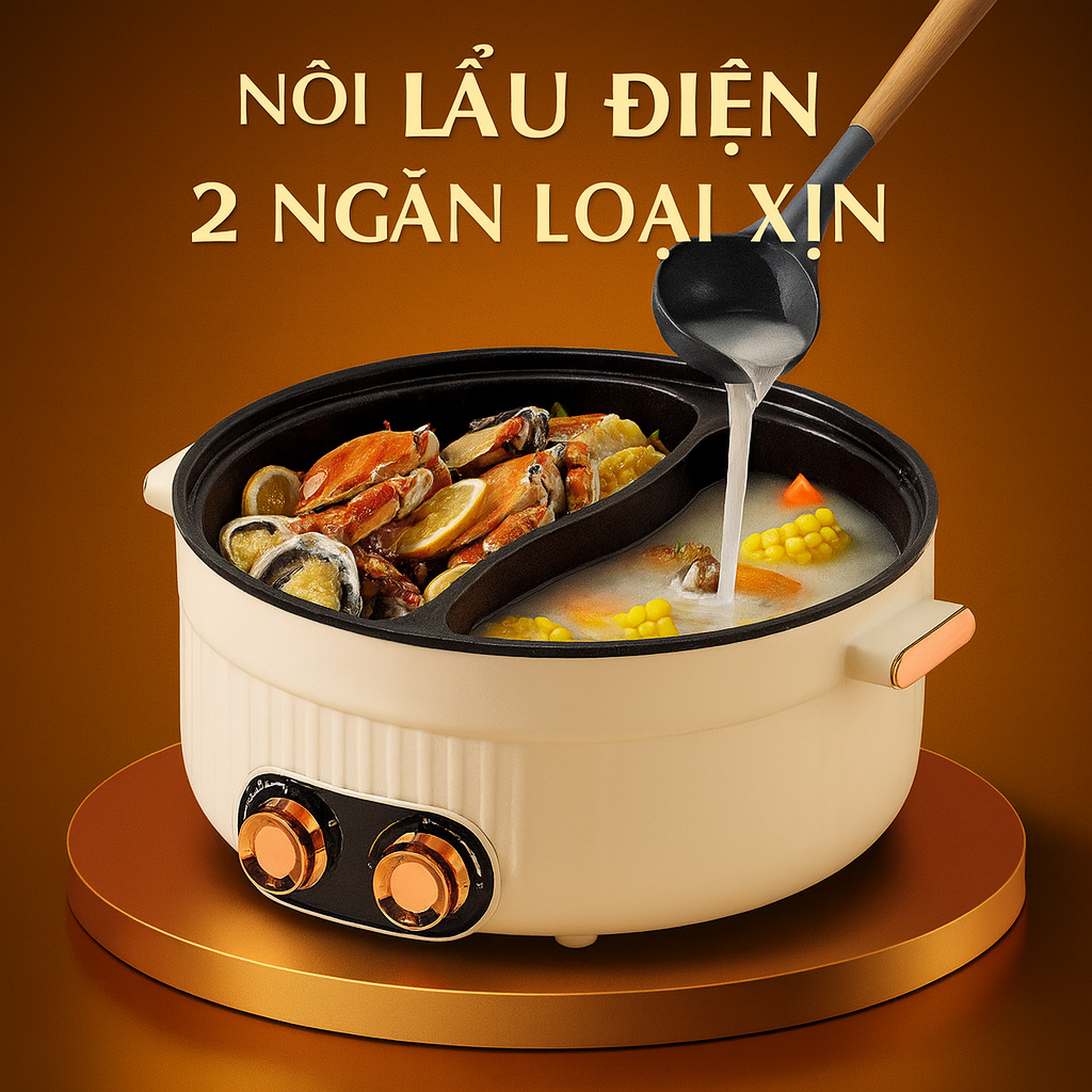 Mua Nồi Lẩu 2 Ngăn Loại Xịn: Đa Năng, Có Núm Điều Khiển Riêng Từng Bên