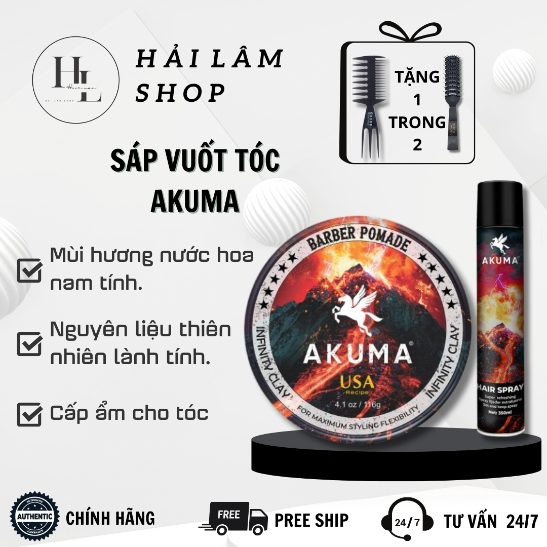 Sáp vuốt tóc AKUMA INFINITY CLAY 116g, tặng kèm lược tạo kiểu