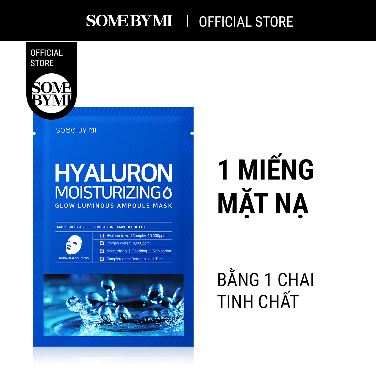 Mặt nạ giấy chiết xuất rong biển Some By Mi Hyaluron Moisturizing Sheet Mask 25g  cấp ẩm sâu dịu da dành cho da khô