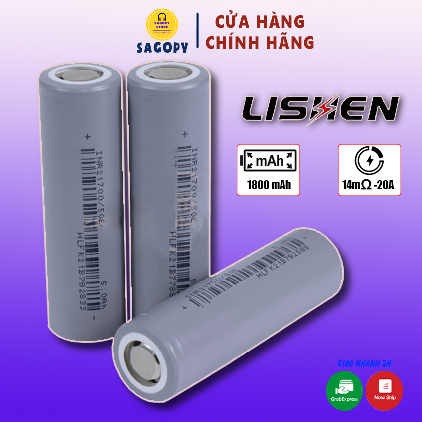 Pin 18650 Lishen dung lượng cao cho sạc dự phòng, tai nghe, cell 18650 pin chính hãng S P