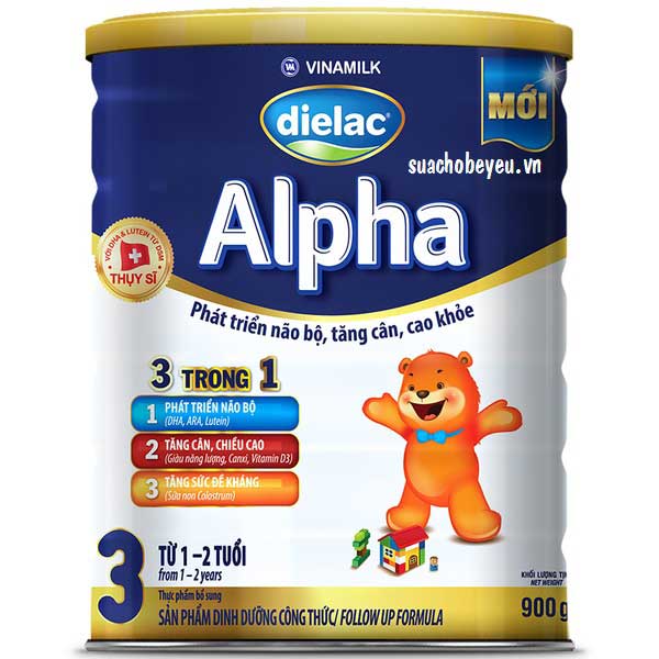 Sữa bột Dielac Alpha 3 900g Vinamilk dành cho trẻ từ 1-2 tuổi - Nemo.Mart