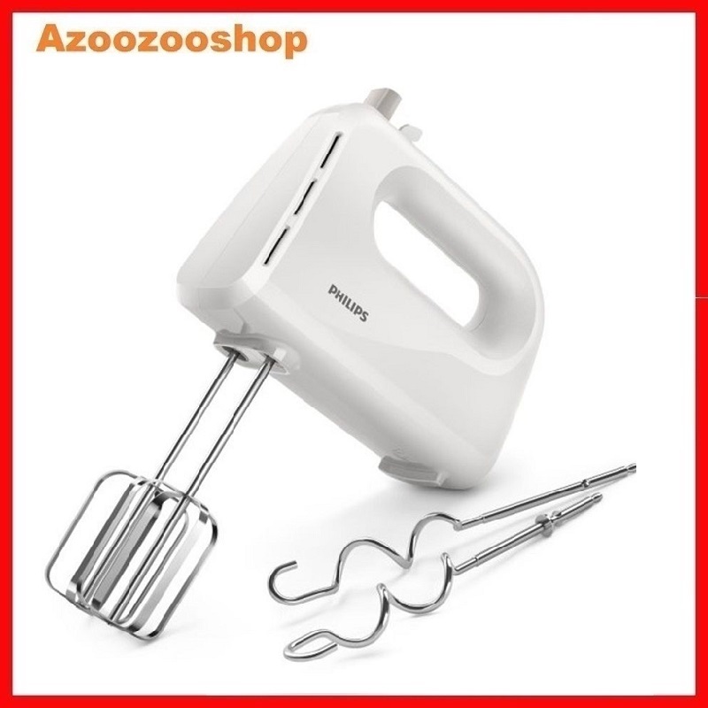 Máy đánh trứng Philips HR3705 300 W nhỏ gọn trộn nhanh hơn với que trộn bột hình nón đa năng với 5 tốc độ chế độ tăng cường