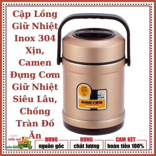 Cặp Lồng Giữ Nhiệt Inox 304 Xịn, Camen Đựng Cơm Giữ Nhiệt Siêu Lâu, Chống Tràn Đồ Ăn