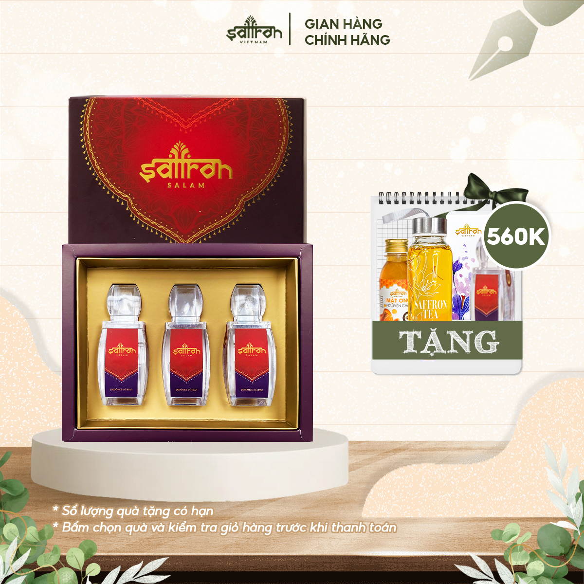 Nhụy hoa nghệ tây combo 3 hộp saffron salam 1gram/hộp tặng 1gram saffron việt nam