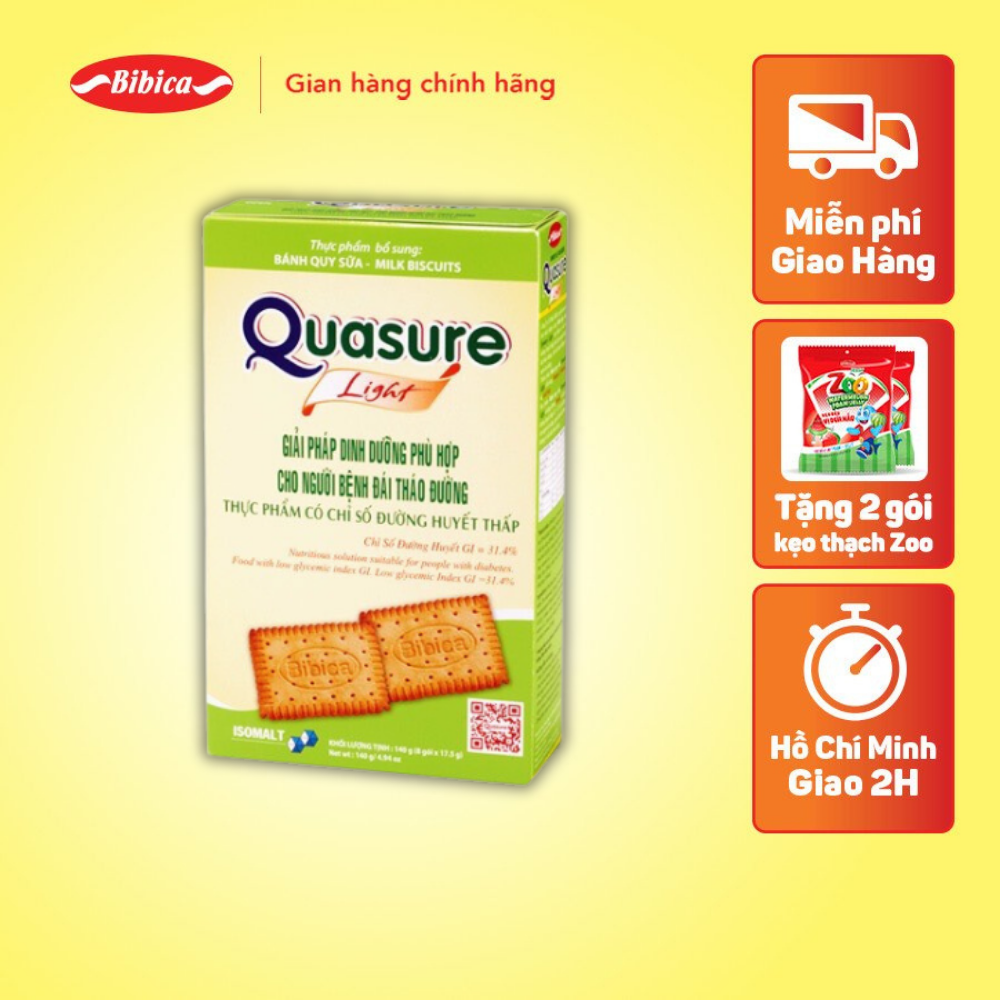Bánh Quy Quasure Light Sữa Bibica 140g - Thực phẩm dành cho người ăn kiêng, tiểu đường
