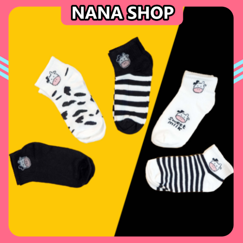 Set 5 tất cotton ⚡️ảnh thật⚡️ vớ cổ cao. cổ thấp họa tiết trái cây siêu hot