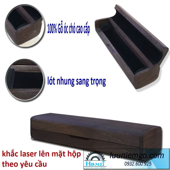 Hộp bút cá nhân bằng gỗ óc chó – hop but go ca nhan bang go oc cho