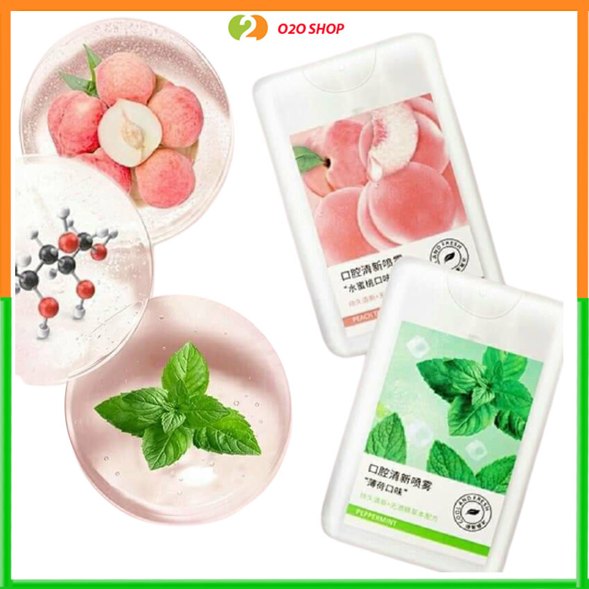 Xịt Thơm Miệng Vị Đào Hoặc Bạc Hà Thơm Mát – Công Nghệ Sinh Học Kháng Khuẩn - Tự Tin Giao Tiếp – O2O Shop