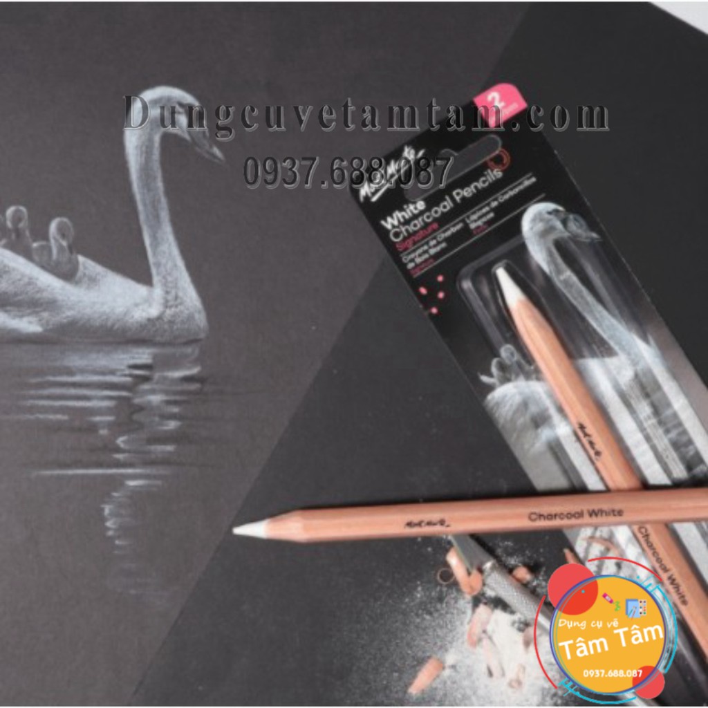 Chì trắng mont marte/ mont marte white charcoal pencils bộ 2 cây-mpn0097 -