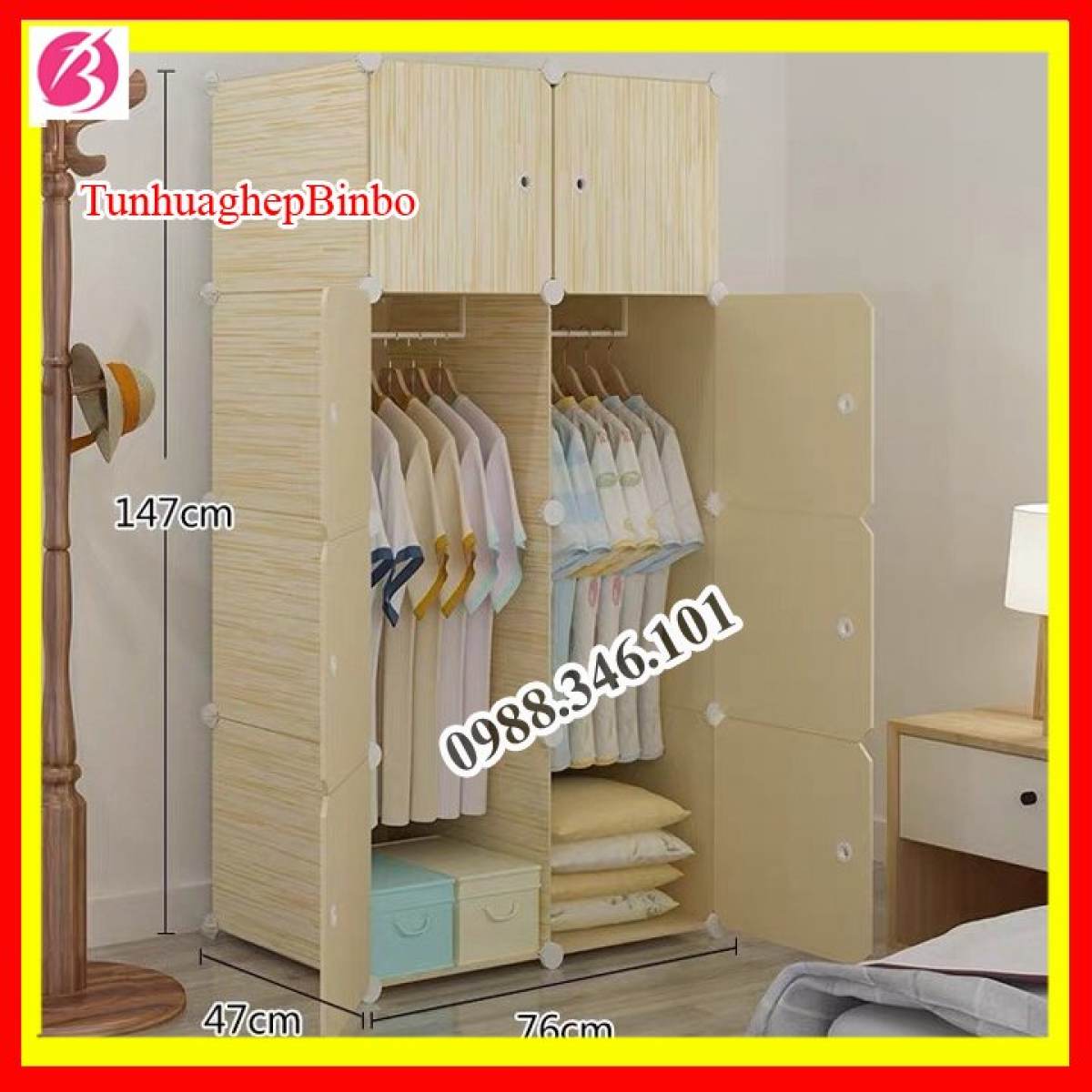 Tủ ghép - Tủ nhựa 6 ô đựng quần áo kích thước 105cx70x47cm, nhiều mẫu lựa chọn, dễ dàng tháo lắp, tiện lợi