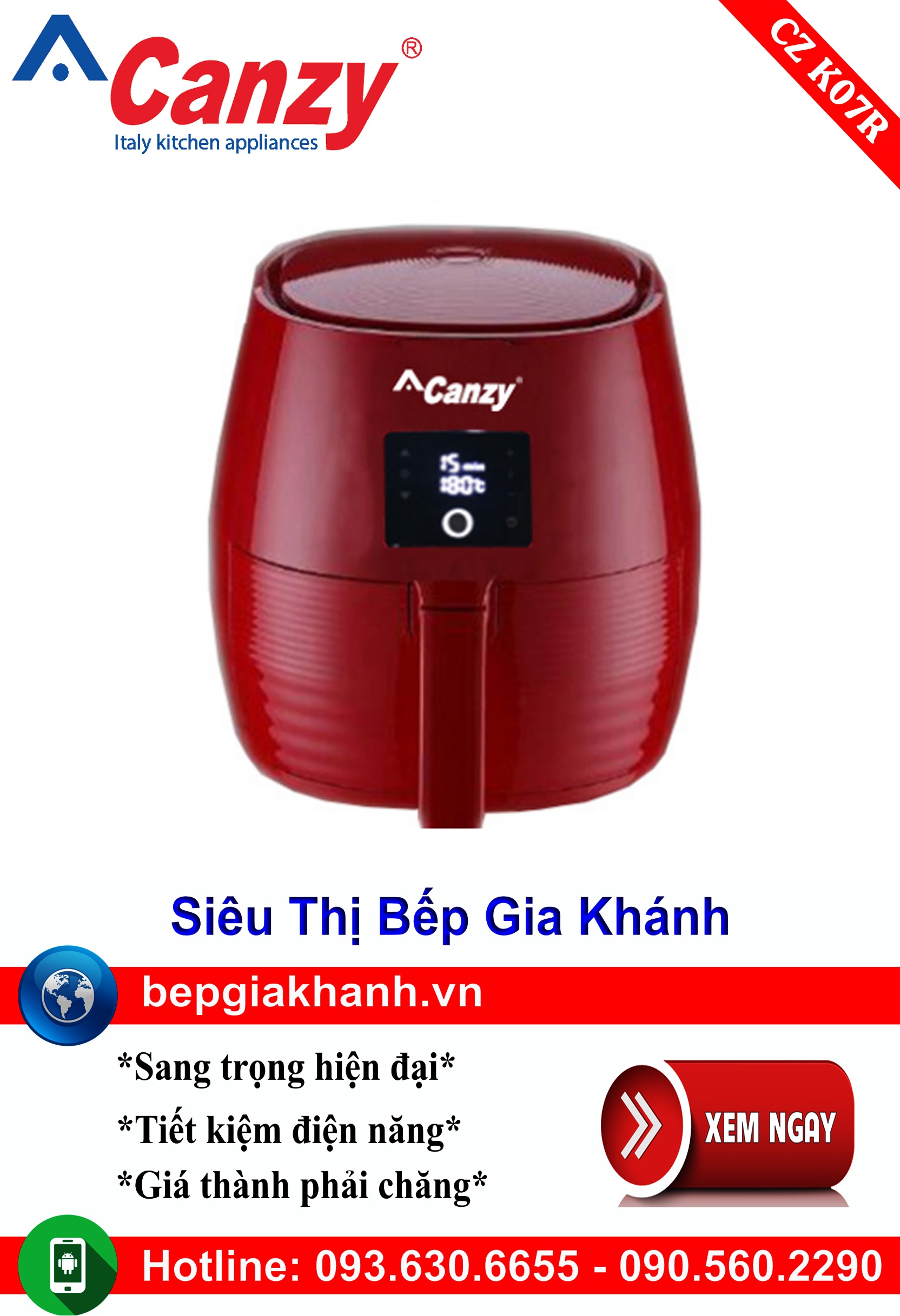 [HCM]Nồi chiên không dầu Canzy CZ K07R nồi chiên không dầu nồi chiên không dầu philips nồi chiên không dầu lock anh lock nồi chiên không dầu lock lock nồi chiên không dầu 5 lít nồi chiên không dầu locknlock