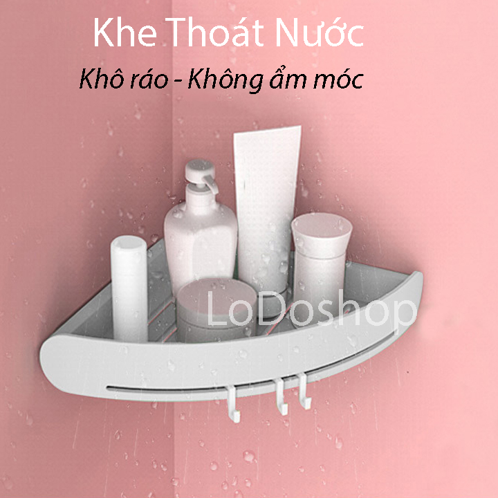 Kệ nhựa dán góc tường tam giác có 3 móc máng khăn bông tắm - Kệ nhà tắm đa năng - Kệ góc tường nhà tắm - Đồ dùng nhà vệ sinh - Kệ nhà bếp gia vị - Kệ phòng ngủ